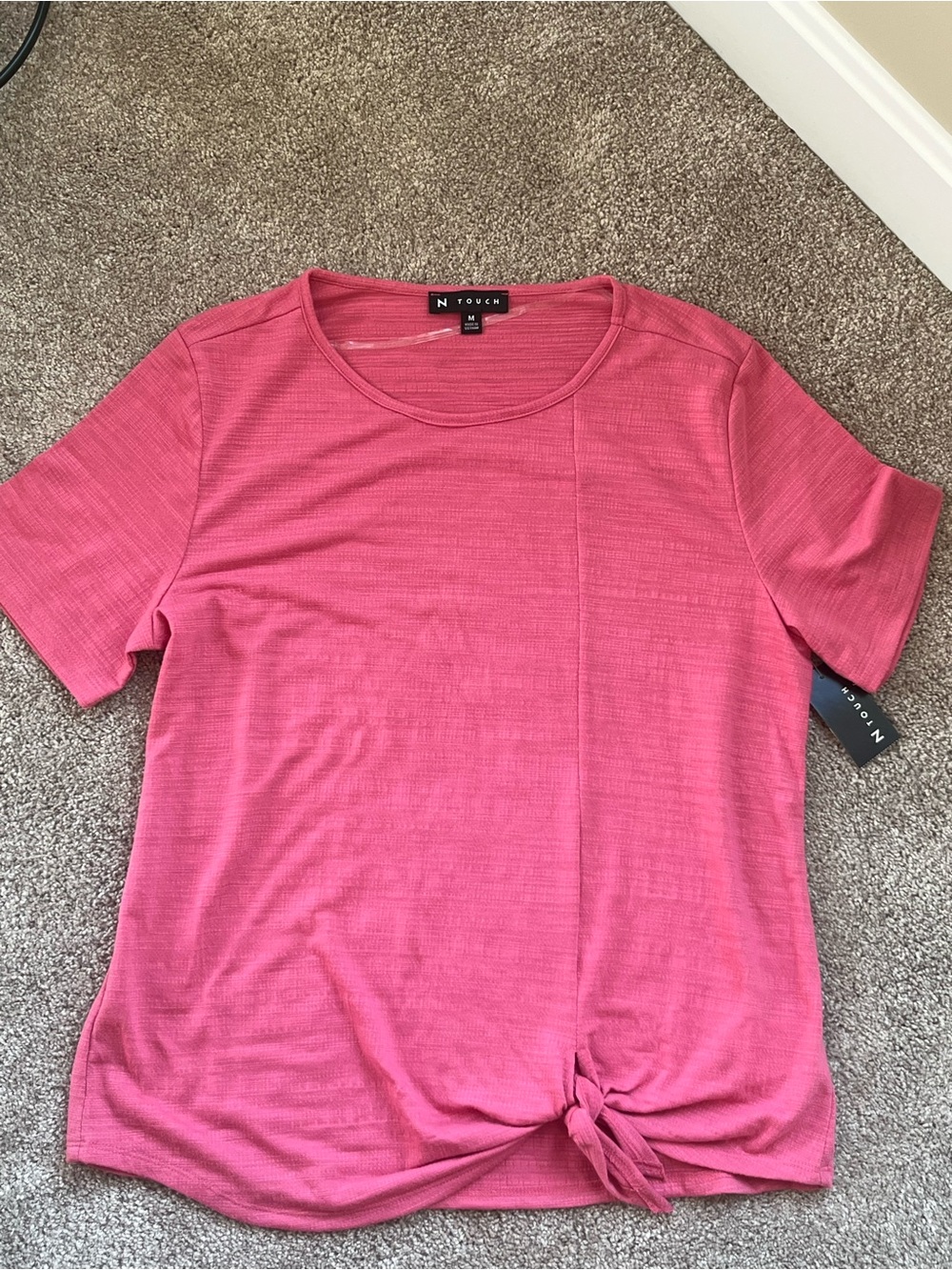 Women's Pink Short-Sleeve Tie-Hem Top. Brand new size Medium.